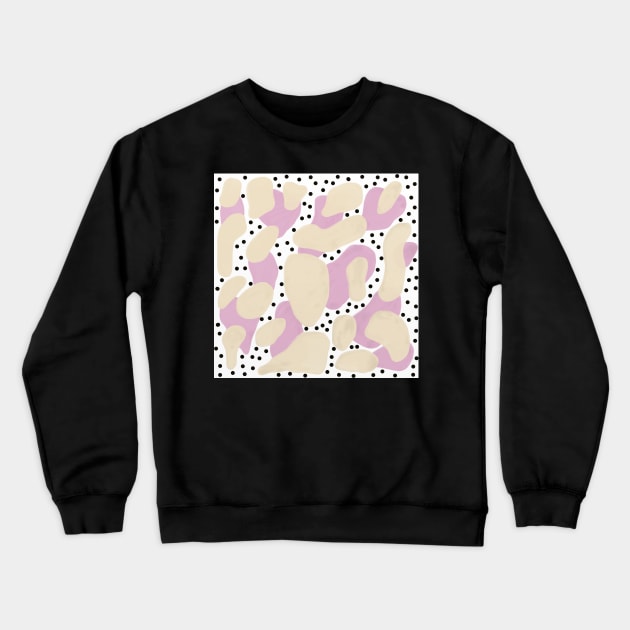 Abstract Pink and Beige Black Dot Pattern Crewneck Sweatshirt by OneLook